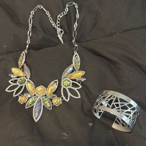 Chloe + Isabel Silver Necklace with Yellow and Green Crystals